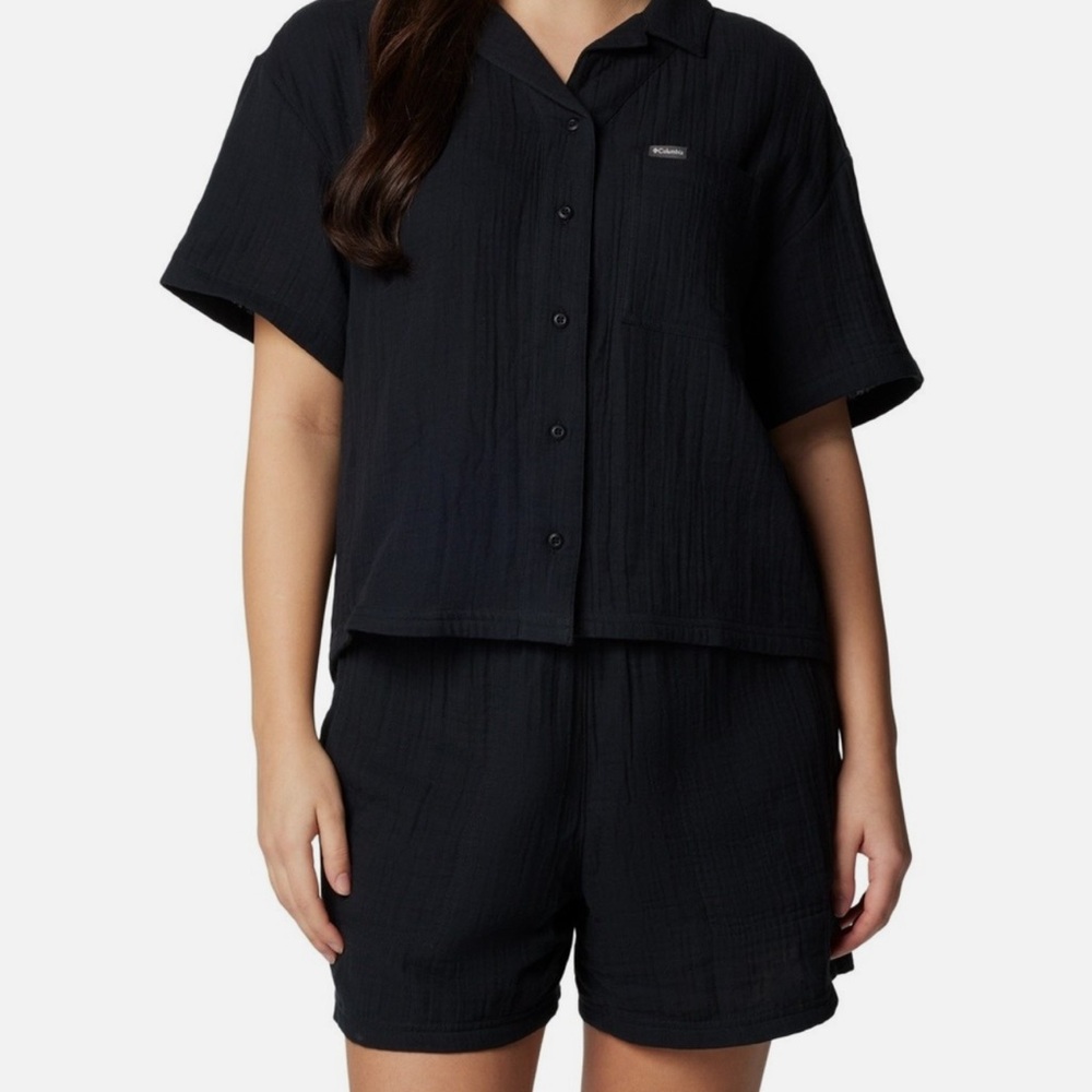 Columbia Cotton Black Button-Up Shirt - Size 1X
